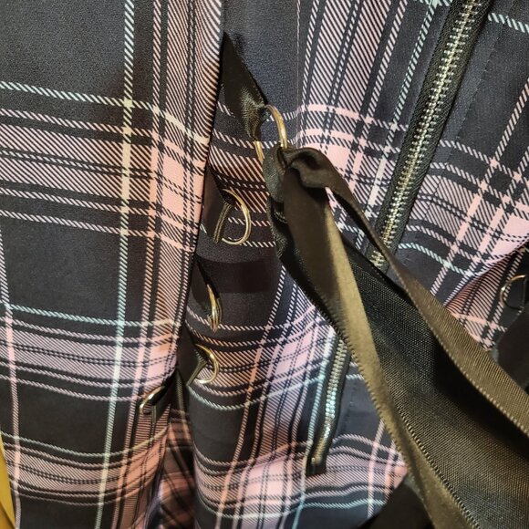 Unbranded Gothic Lace Up Mini Dress Pink Plaid NEW - Picture 5 of 6